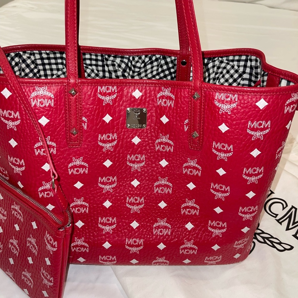 Like New Reversible Authentic MCM! Red/Black leather material